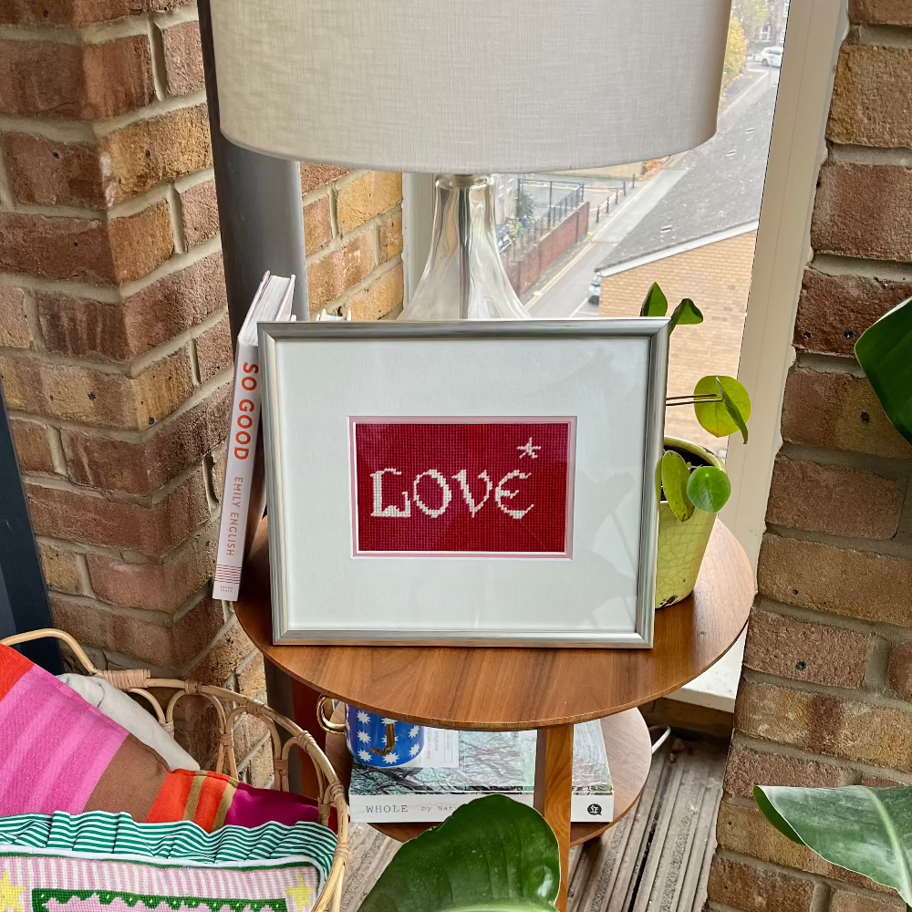 'LOVE' framed tapestry