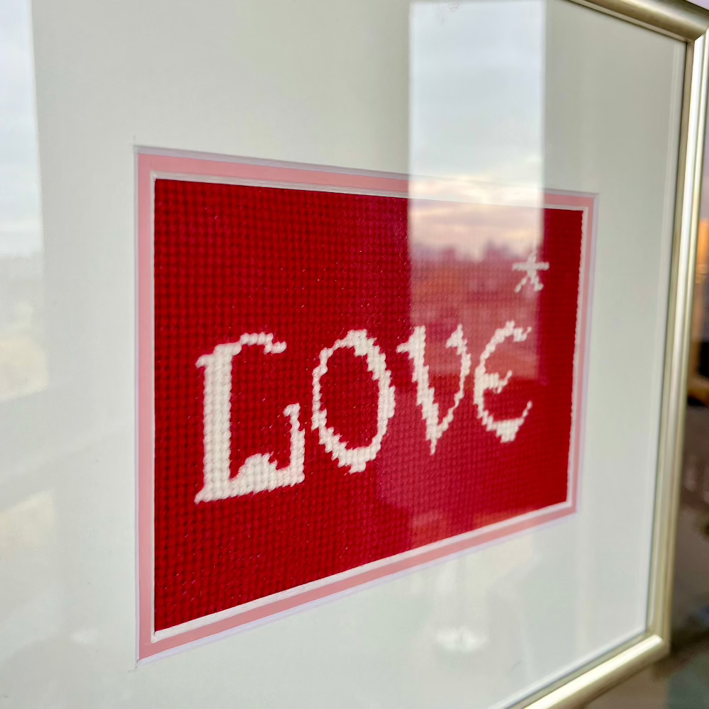 'LOVE' framed tapestry