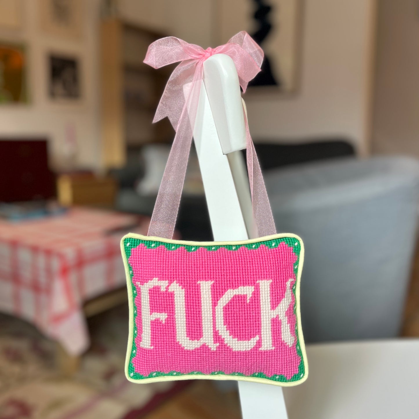 ‘FUCK’ hanging pillow